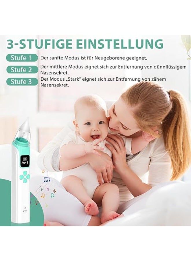 Baby Electric Nasal Aspirator Rechargeable with 3 Suction Levels 4 Silicone Tips Music Function Waterproof LCD Display for Newborns and Infants - Image 3
